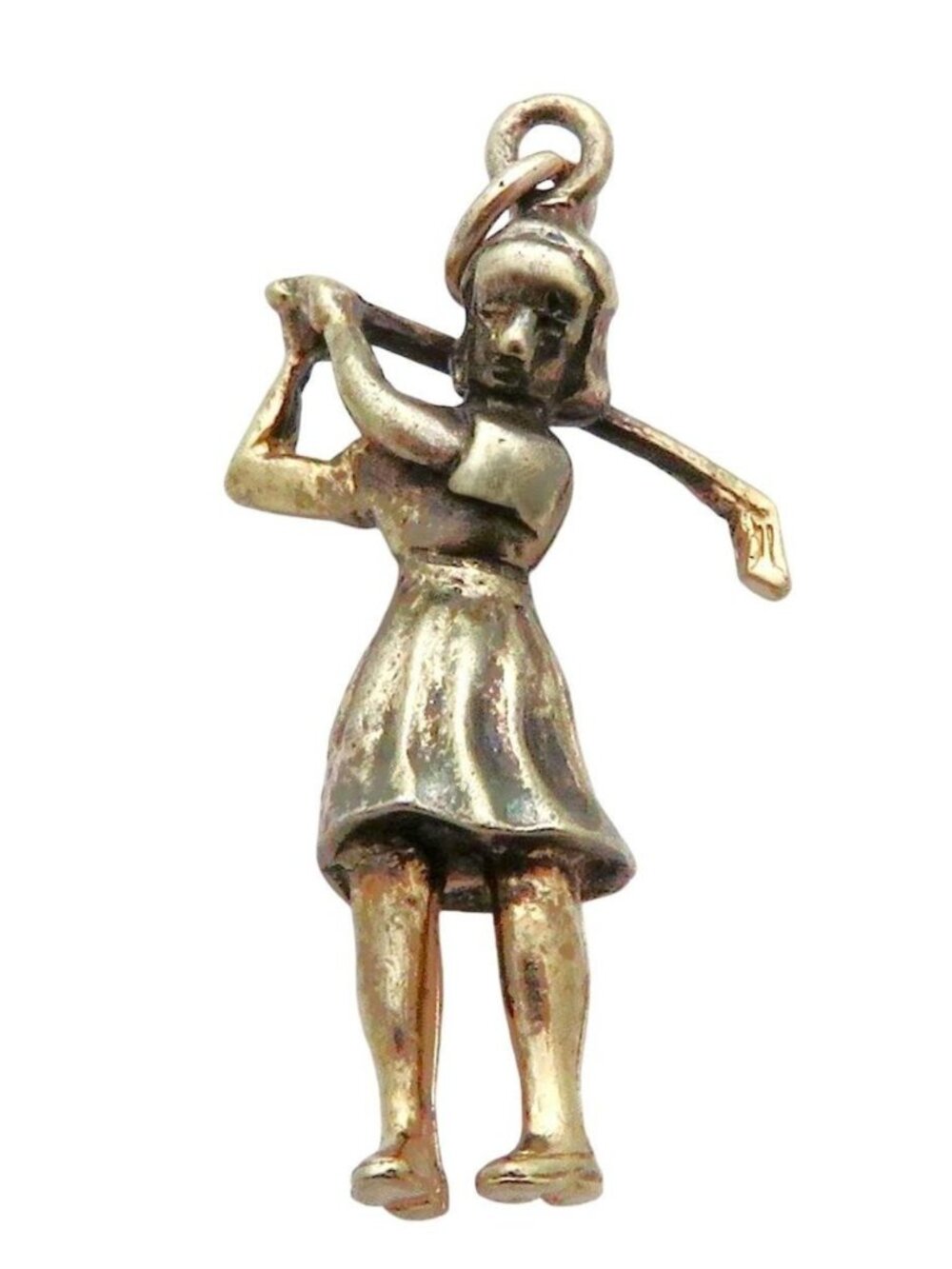 Vintage 1950s Sterling Silver 3D Female Golfer/Woman Golf Charm Pendant